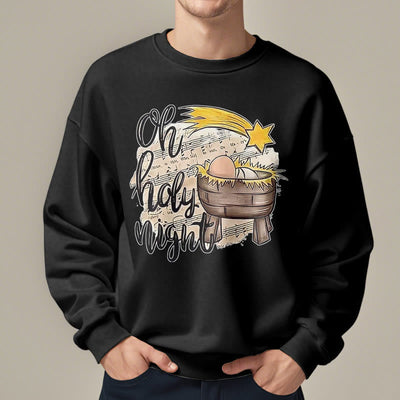 Christianartworkshop Colored Style Holy Night Cradle Nativity Scene Fleece Lined Polyester Sweatshirt