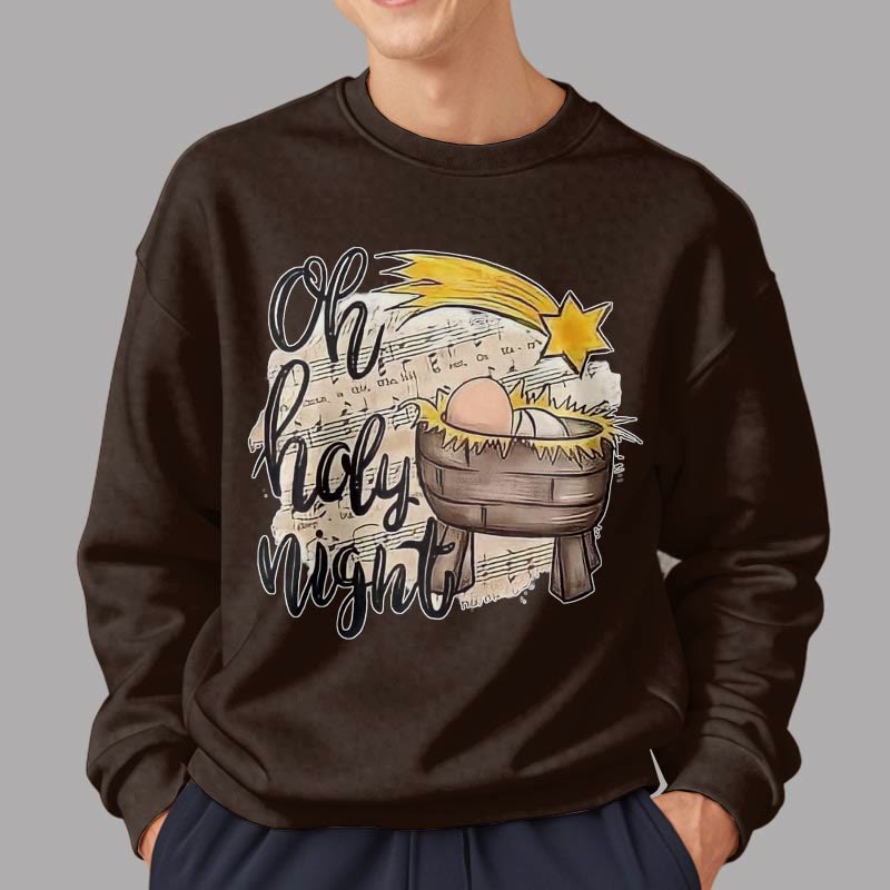 Christianartworkshop Colored Style Holy Night Cradle Nativity Scene Fleece Lined Polyester Sweatshirt