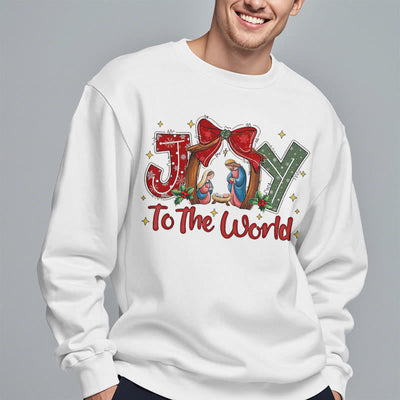 Christianartworkshop Colored Style Joy To The World Nativity Scene Fleece Lined Polyester Sweatshirt