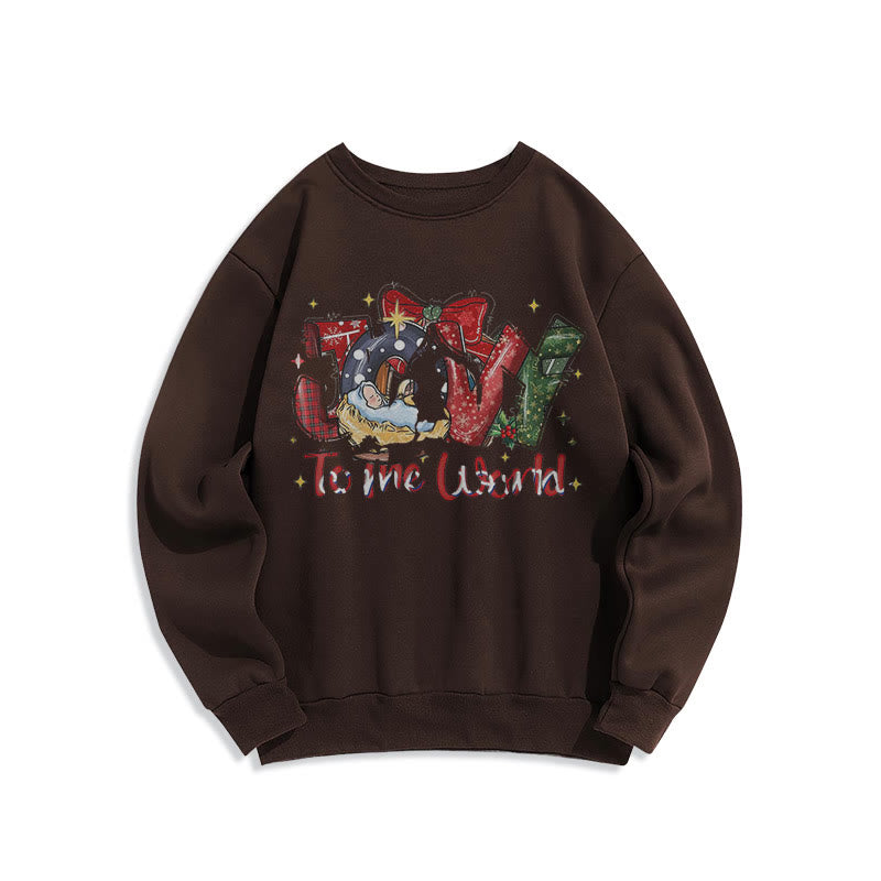 Christianartworkshop Colored Style Joy To The World Nativity Scene Fleece Lined Polyester Sweatshirt