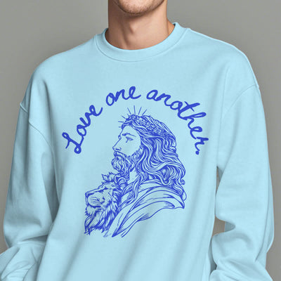 Christianartworkshop Classic Style Love One Another Jesus Fleece Lined Polyester Sweatshirt