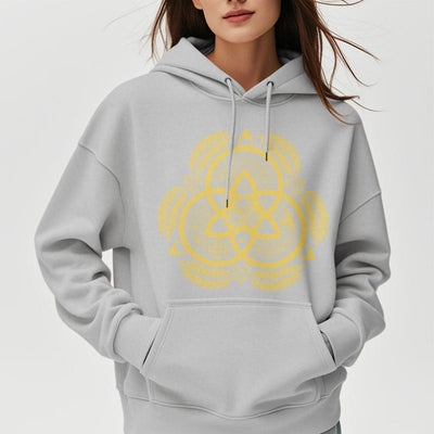 Christianartworkshop Classic Style Divine Unity Gold Sacred Emblem Fleece Lined Polyester Hoodie