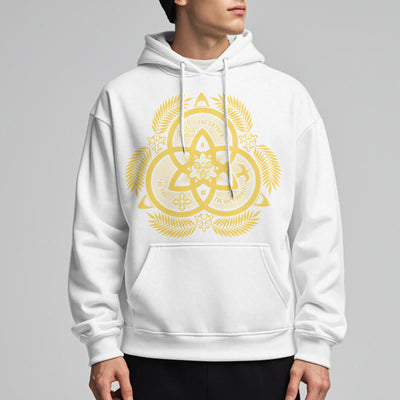 Christianartworkshop Classic Style Divine Unity Gold Sacred Emblem Fleece Lined Polyester Hoodie