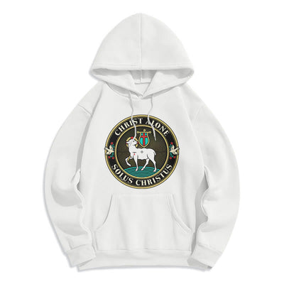 Christianartworkshop Modern Style Christ Alone Lamb of God Fleece Lined Polyester Hoodie