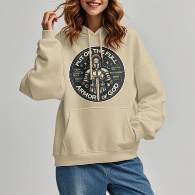 Christianartworkshop Modern Style Put On The Full Armor of God Fleece Lined Polyester Hoodie