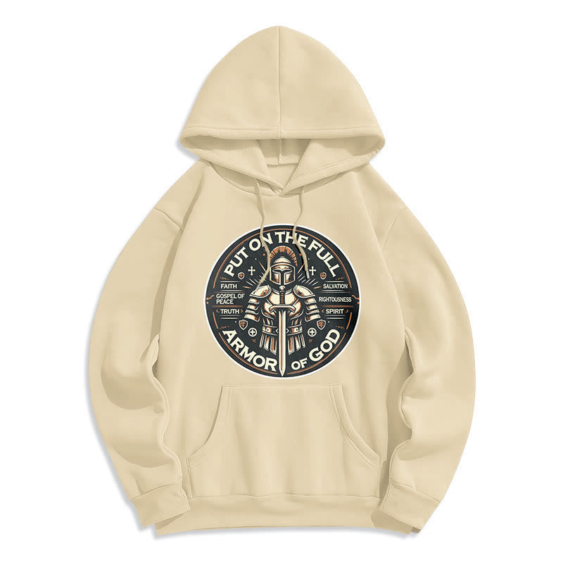 Christianartworkshop Modern Style Put On The Full Armor of God Fleece Lined Polyester Hoodie