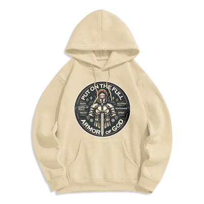 Christianartworkshop Modern Style Put On The Full Armor of God Fleece Lined Polyester Hoodie
