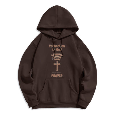 Christianartworkshop Modern Style Prayer Connection To God Fleece Lined Polyester Hoodie