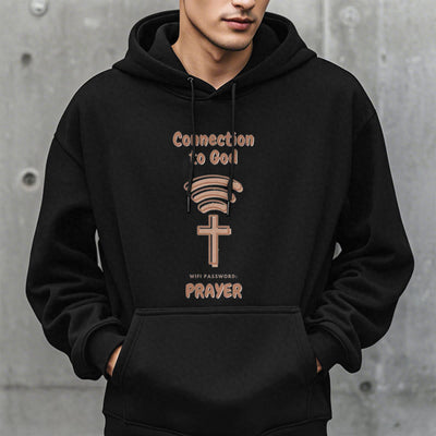 Christianartworkshop Modern Style Prayer Connection To God Fleece Lined Polyester Hoodie