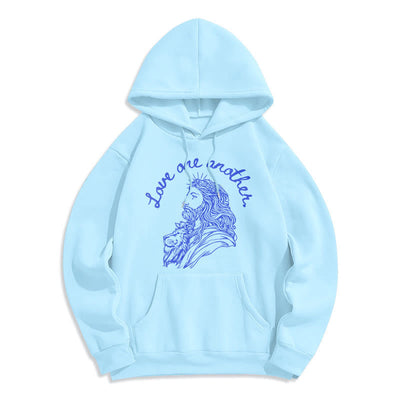 Christianartworkshop Classic Style Love One Another Jesus Fleece Lined Polyester Hoodie
