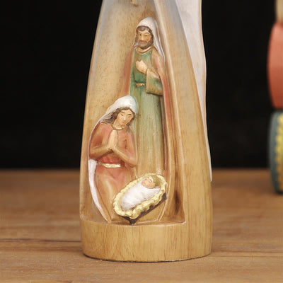Christianartworkshop Classic Style Crafted Nativity Scene Angel Statue Wooden Desktop Decorations Ornament