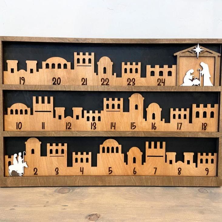 Christianartworkshop Classic Style Bethlehem Journey Advent Countdown Nativity Calendar Desktop Decorations Ornament