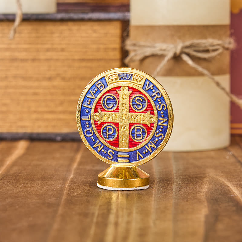 Christianartworkshop Classical Traditional Alloy St. Benedict Symbol Small Exquisite Crafted Ornament (6 colors)