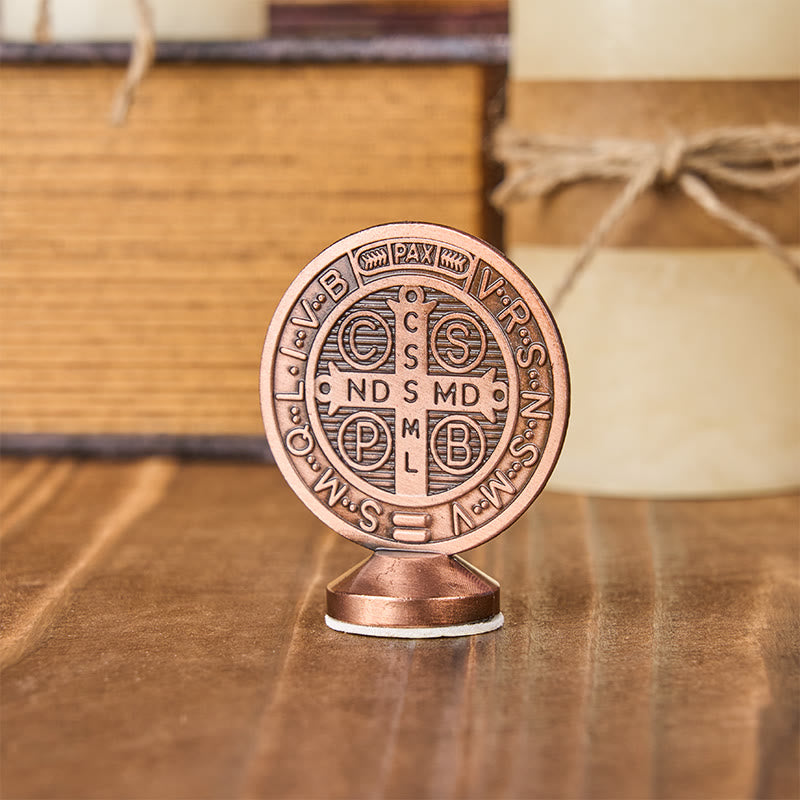 Christianartworkshop Classical Traditional Alloy St. Benedict Symbol Small Exquisite Crafted Ornament (6 colors)