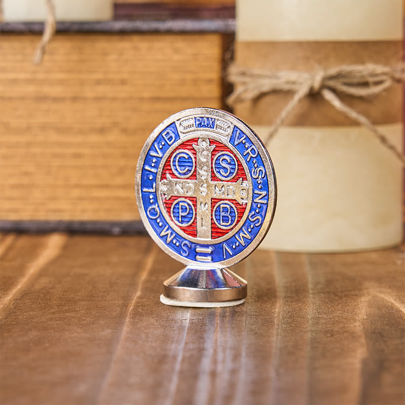 Christianartworkshop Classical Traditional Alloy St. Benedict Symbol Small Exquisite Crafted Ornament (6 colors)