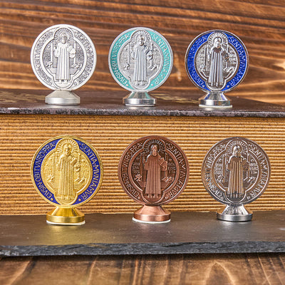 Christianartworkshop Classical Traditional Alloy St. Benedict Symbol Small Exquisite Crafted Ornament (6 colors)
