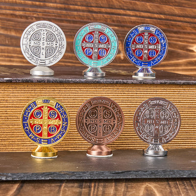 Christianartworkshop Classical Traditional Alloy St. Benedict Symbol Small Exquisite Crafted Ornament (6 colors)