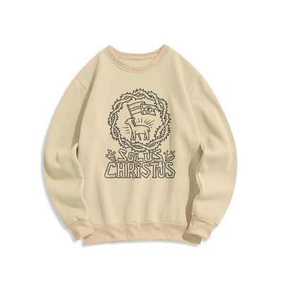 Christianartworkshop Modern Style Solus Christus Lamb Fleece Lined Polyester Sweatshirt