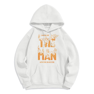 Christianartworkshop Quotation  Style The Man With Fire in His Eyes Fleece Lined Polyester Hoodie