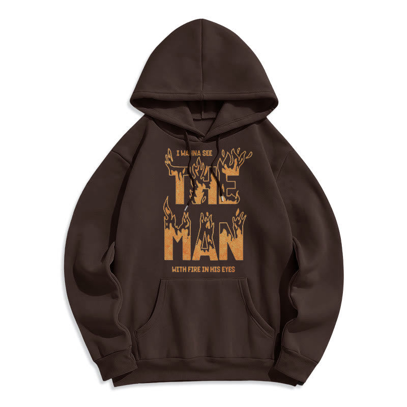 Christianartworkshop Quotation  Style The Man With Fire in His Eyes Fleece Lined Polyester Hoodie