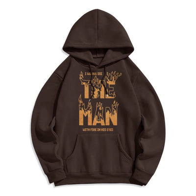 Christianartworkshop Quotation  Style The Man With Fire in His Eyes Fleece Lined Polyester Hoodie