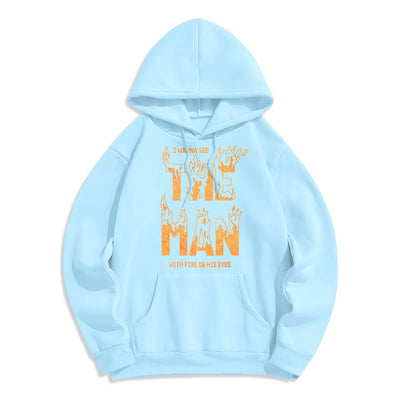 Christianartworkshop Quotation  Style The Man With Fire in His Eyes Fleece Lined Polyester Hoodie