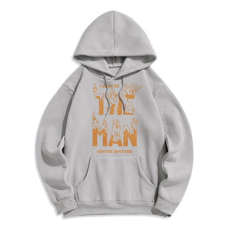 Christianartworkshop Quotation  Style The Man With Fire in His Eyes Fleece Lined Polyester Hoodie