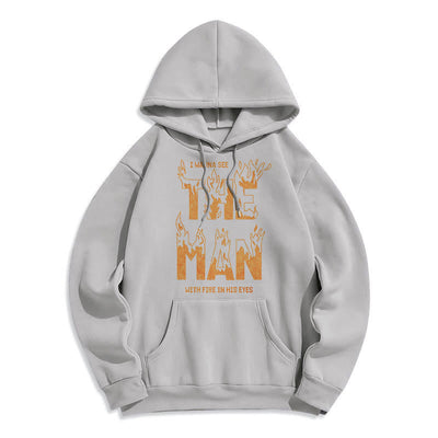 Christianartworkshop Quotation  Style The Man With Fire in His Eyes Fleece Lined Polyester Hoodie