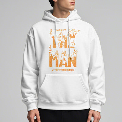 Christianartworkshop Quotation  Style The Man With Fire in His Eyes Fleece Lined Polyester Hoodie