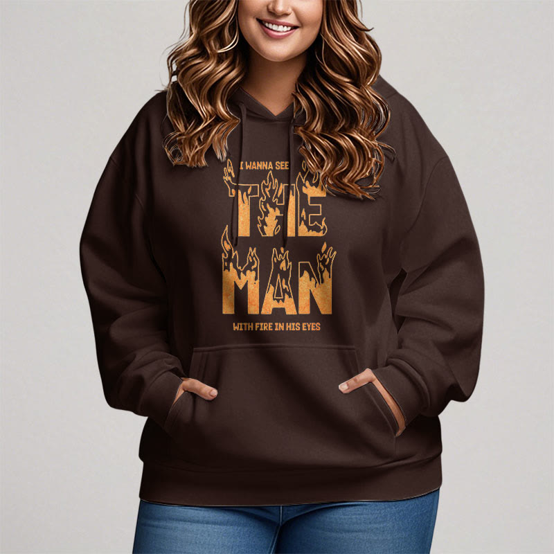 Christianartworkshop Quotation  Style The Man With Fire in His Eyes Fleece Lined Polyester Hoodie