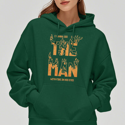 Christianartworkshop Quotation  Style The Man With Fire in His Eyes Fleece Lined Polyester Hoodie