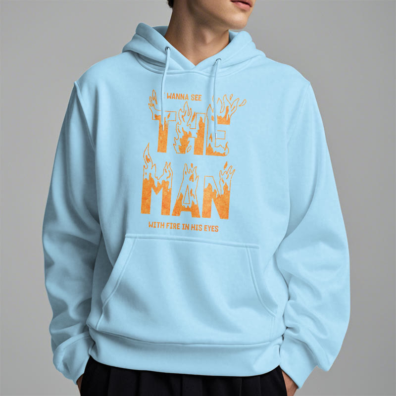 Christianartworkshop Quotation  Style The Man With Fire in His Eyes Fleece Lined Polyester Hoodie