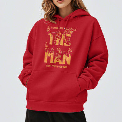 Christianartworkshop Quotation  Style The Man With Fire in His Eyes Fleece Lined Polyester Hoodie