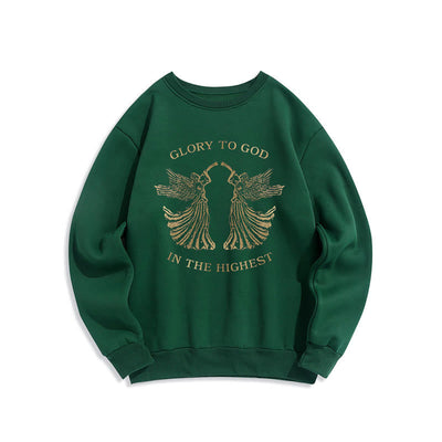 Christianartworkshop Classic Style Glory To God In The Highest Angel Fleece Lined Polyester Sweatshirt