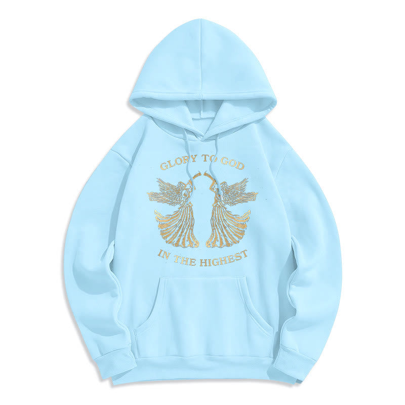 Christianartworkshop Classic Style Glory To God In The Highest Angel Fleece Lined Polyester Hoodie