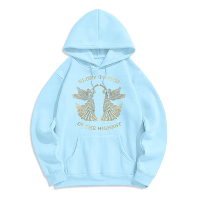 Christianartworkshop Classic Style Glory To God In The Highest Angel Fleece Lined Polyester Hoodie