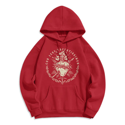 Christianartworkshop Classic Style Sacred Heart of Jesus Fleece Lined Polyester    Hoodie