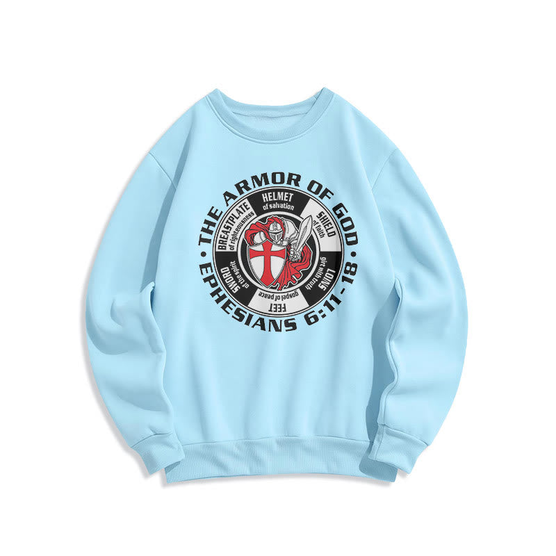 Christianartworkshop Modern Colored Style Crusader Knight Armor of God Fleece Lined Polyester Sweatshirt
