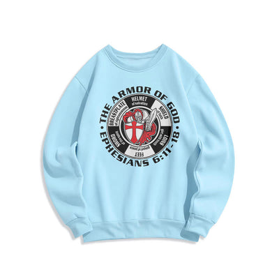 Christianartworkshop Modern Colored Style Crusader Knight Armor of God Fleece Lined Polyester Sweatshirt