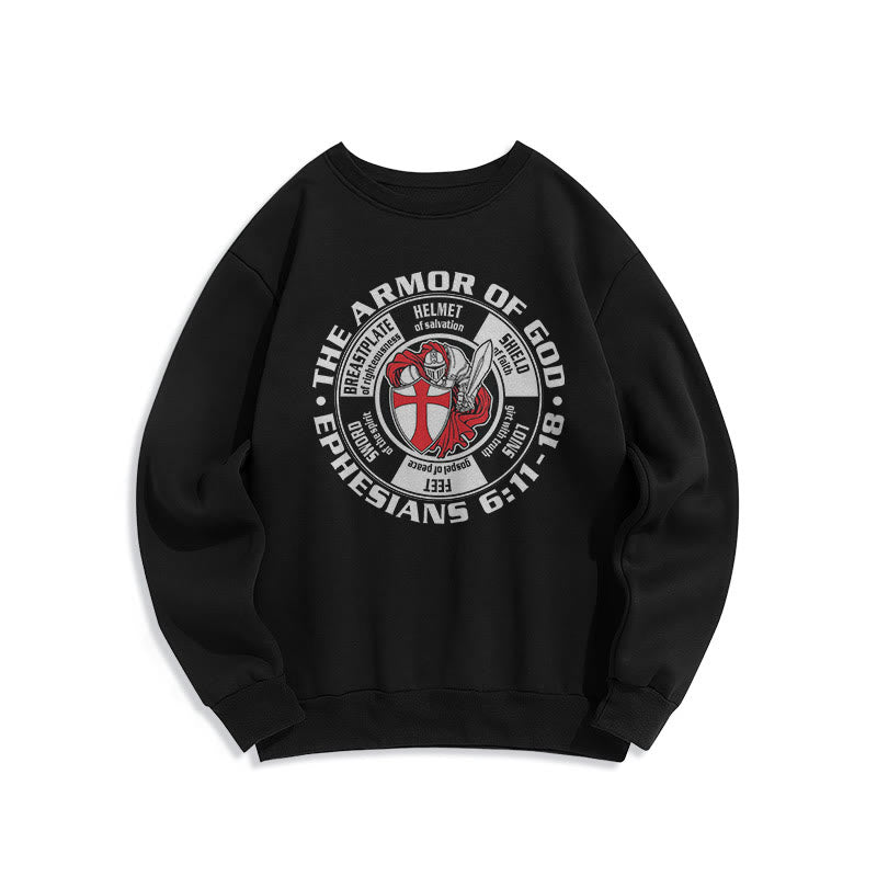 Christianartworkshop Modern Colored Style Crusader Knight Armor of God Fleece Lined Polyester Sweatshirt