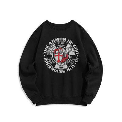 Christianartworkshop Modern Colored Style Crusader Knight Armor of God Fleece Lined Polyester Sweatshirt