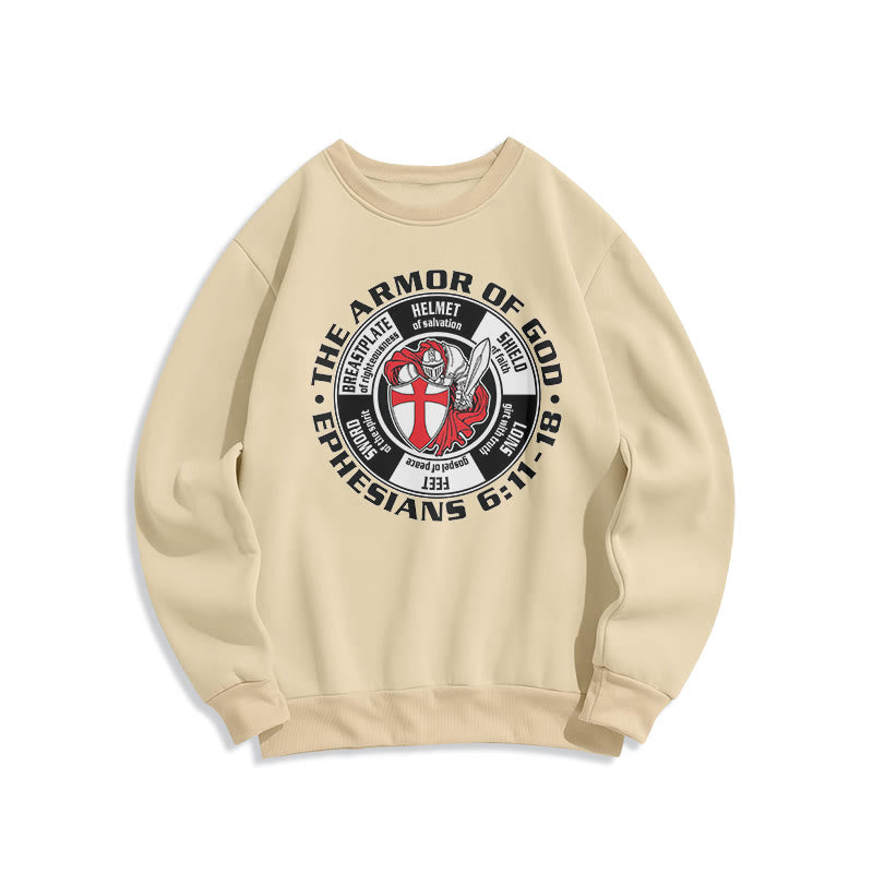 Christianartworkshop Modern Colored Style Crusader Knight Armor of God Fleece Lined Polyester Sweatshirt