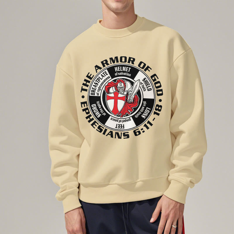 Christianartworkshop Modern Colored Style Crusader Knight Armor of God Fleece Lined Polyester Sweatshirt