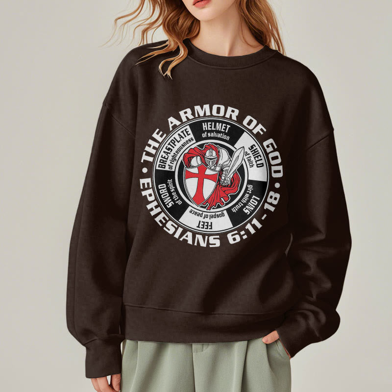 Christianartworkshop Modern Colored Style Crusader Knight Armor of God Fleece Lined Polyester Sweatshirt
