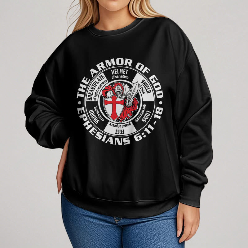 Christianartworkshop Modern Colored Style Crusader Knight Armor of God Fleece Lined Polyester Sweatshirt