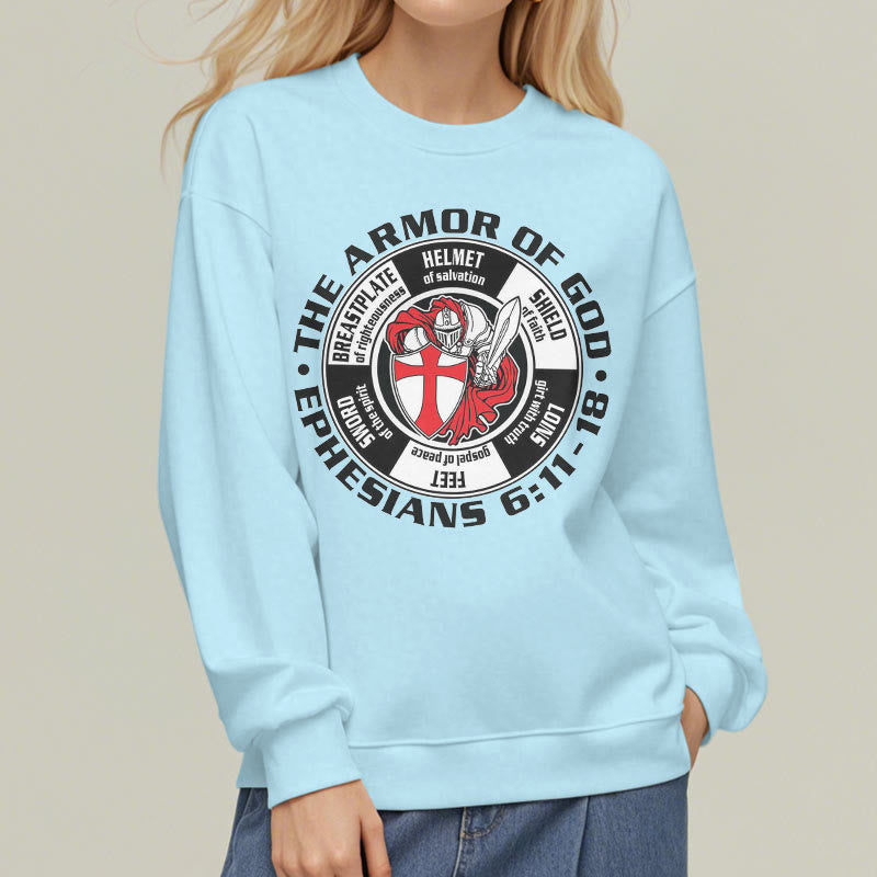 Christianartworkshop Modern Colored Style Crusader Knight Armor of God Fleece Lined Polyester Sweatshirt
