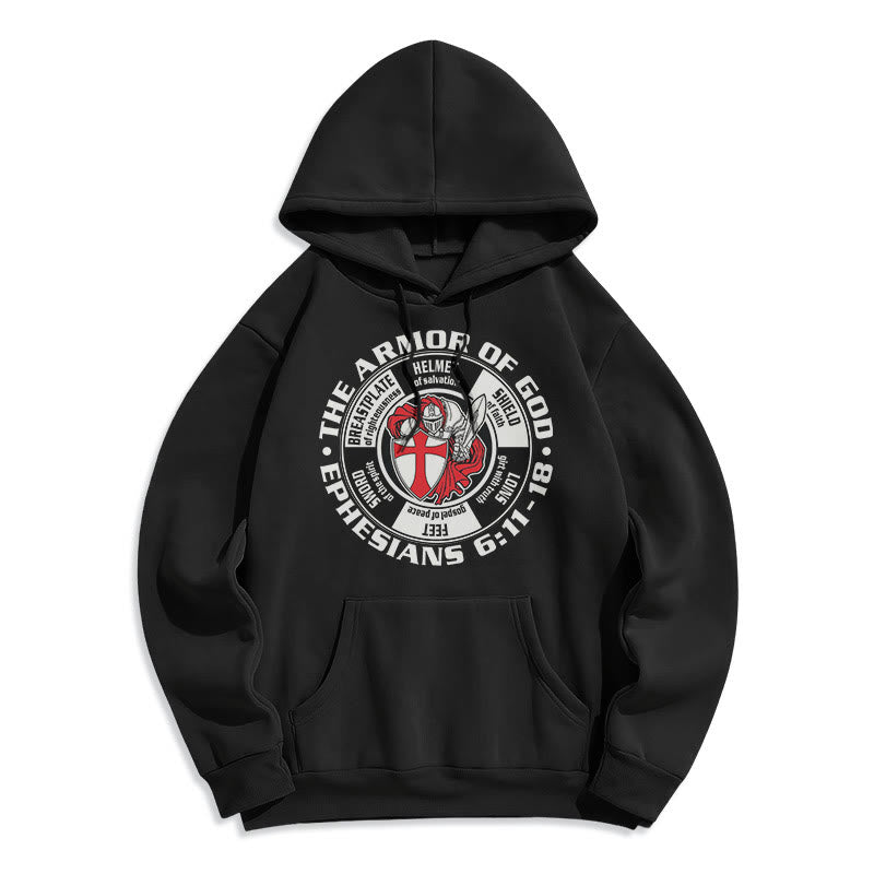 Christianartworkshop Modern Colored Style Crusader Knight Armor of God Fleece Lined Polyester Hoodie