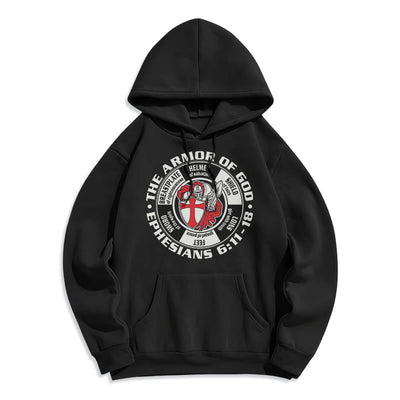 Christianartworkshop Modern Colored Style Crusader Knight Armor of God Fleece Lined Polyester Hoodie