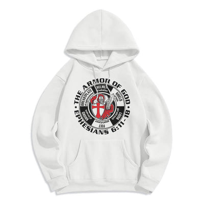 Christianartworkshop Modern Colored Style Crusader Knight Armor of God Fleece Lined Polyester Hoodie