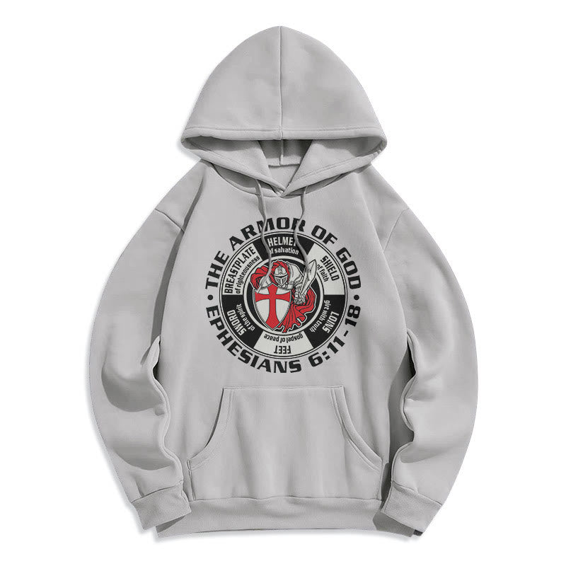 Christianartworkshop Modern Colored Style Crusader Knight Armor of God Fleece Lined Polyester Hoodie